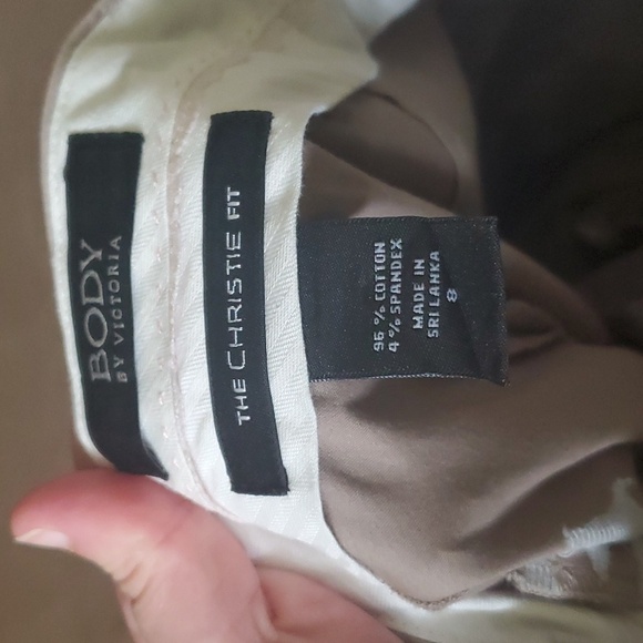 Body by Victoria 12 jacket 8 pants khaki pant suit accordian tale cup buttons - Picture 13 of 14